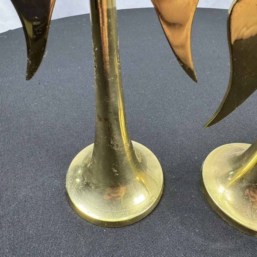 Vintage Solid Brass Candle Stick Holders Graduated‎ Angels Wings Set Of 3 India